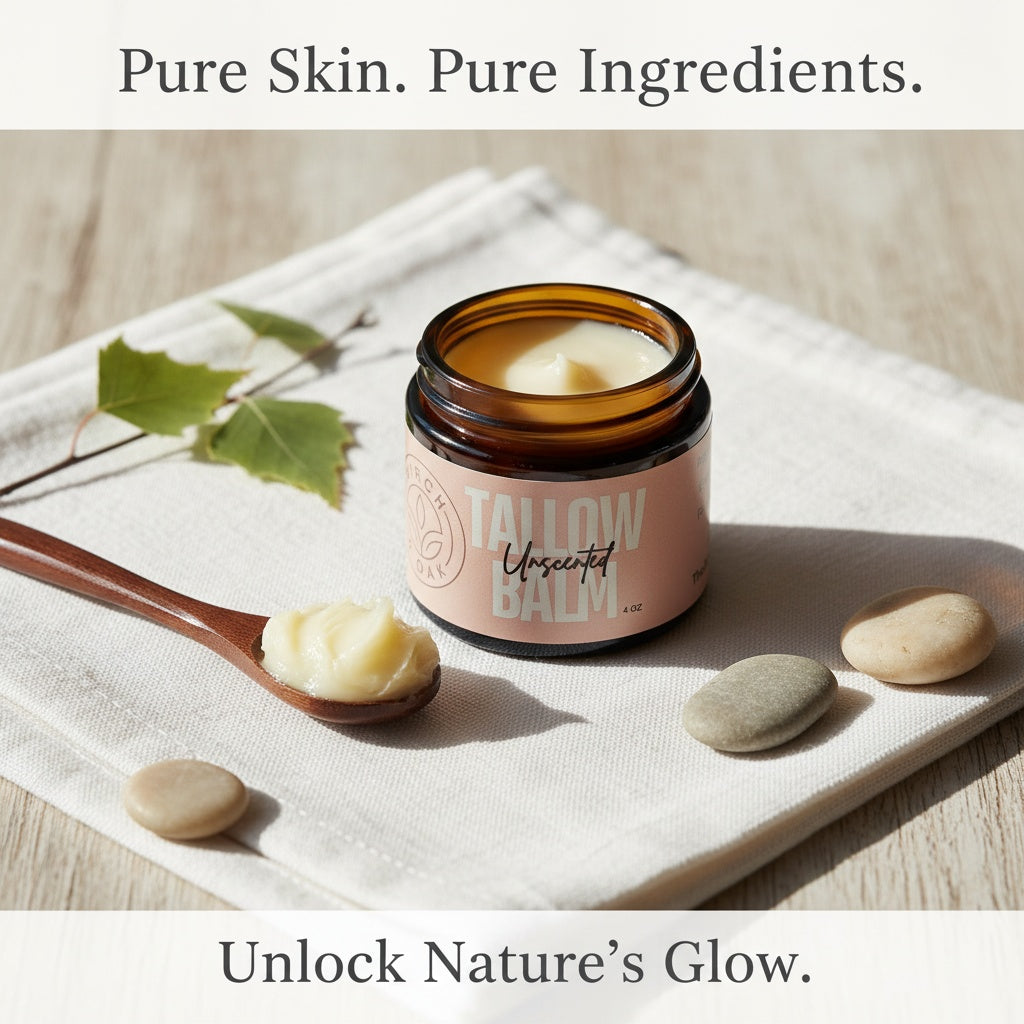 Birch & Oak Unscented Tallow Balm | Natural Moisturizer for Sensitive Skin